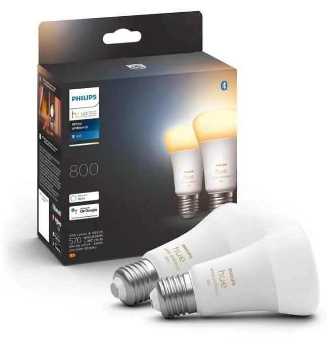 Philips KÉSZLET 2xLED Dimmelhető izzó Philips Hue WHITE AMBIANCE E27/6W/230V 2200-6500K P4638