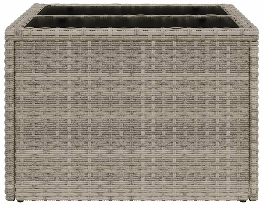 világosszürke polyrattan üveglapos kerti asztal 55x55x37 cm