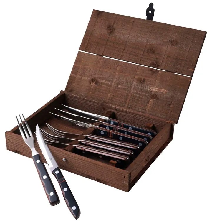 Fekete-ezüstszínű rozsdamentes acél evőeszköz készlet 8 db-os Old Farmer Classic – Gense