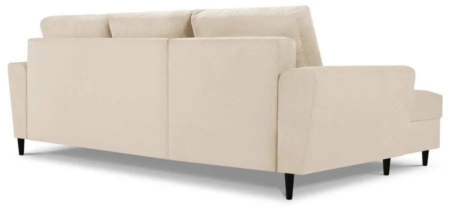 Bézs kordbársony kinyitható tárolóhelyes sarokkanapé (bal oldali-heverő résszel) Kyoto – Cosmopolitan Design