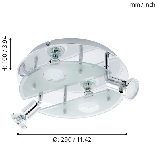 EGLO 93085 - CABO 1 LED-es mennyezeti lámpa 4xGU10/3W