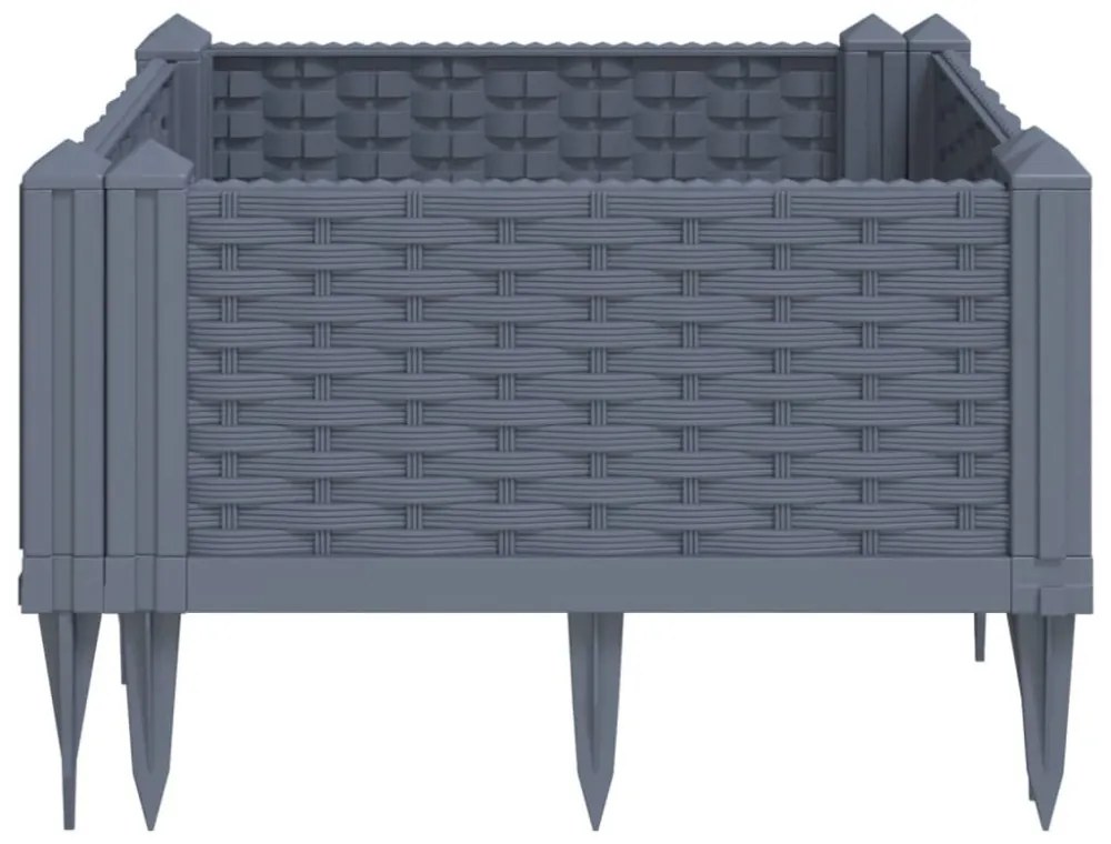 szürke PP kerti virágláda cövekekkel 42,5 x 42,5 x 28,5 cm
