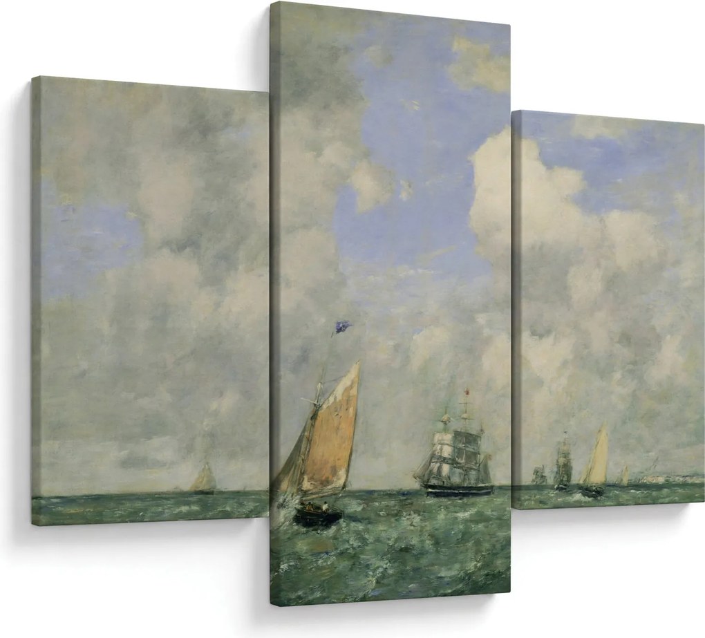Kép - Eugène Boudin, Ships and Sailing Boats Leaving Le Havre, reprodukciók (90x60 cm)