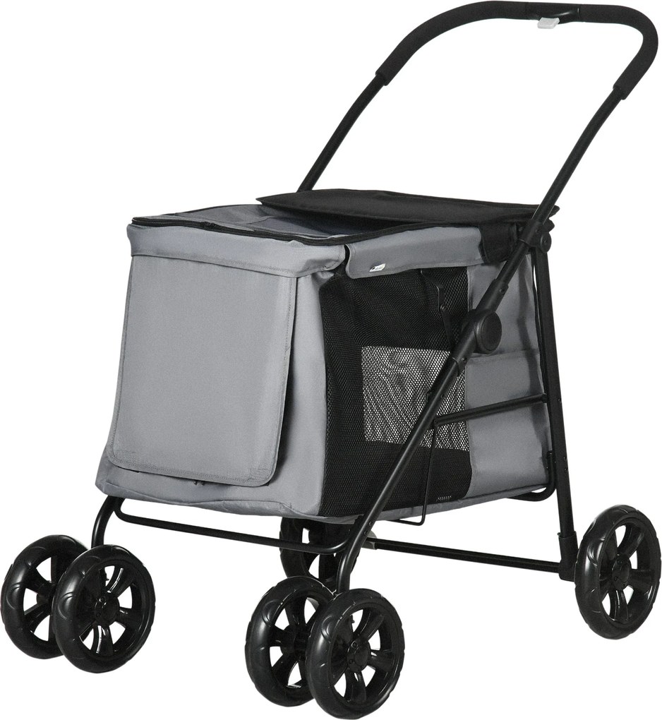 PawHut Kutya Kocsija, Összecsukható Kutya Babakocsi, Kutya Trolley Párnával, Macska Kocsi 20 kg-ig, Macska Ménes Kicsi és Közepes Méretű Kutyák Számár