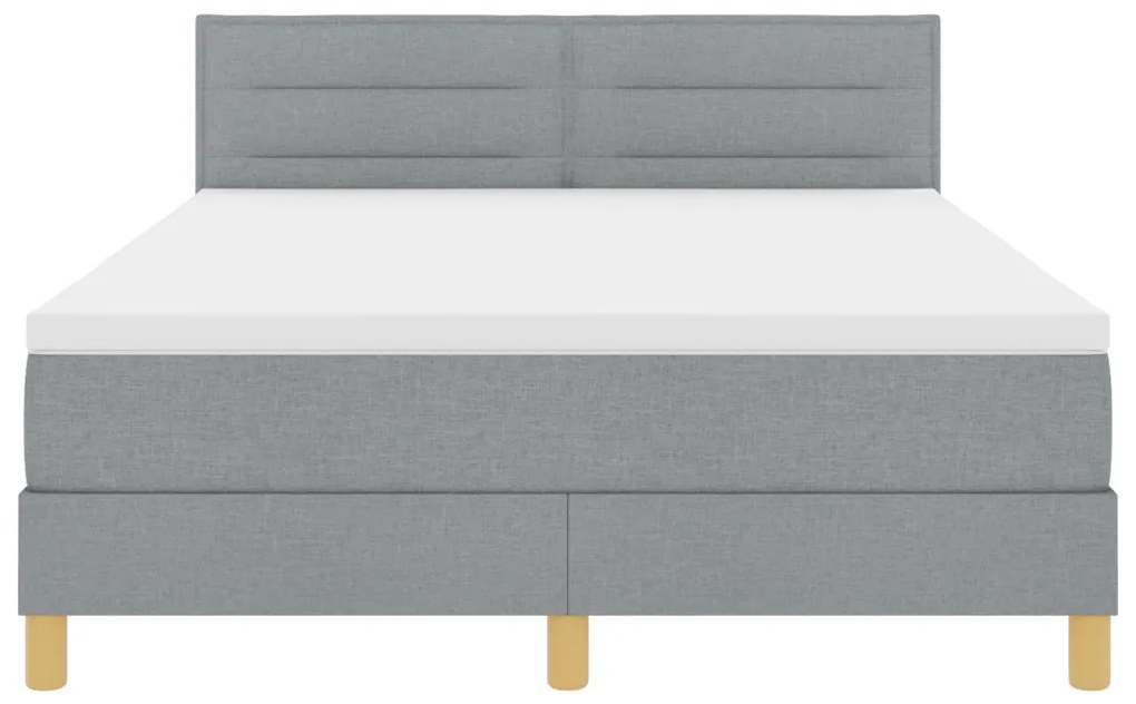 Boxspring ágy matraccal & LED világítással Világosszürke 140x200 cm Szövet