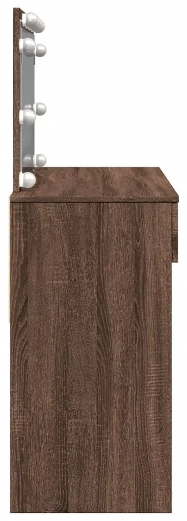 barna tölgy színű fésülködőasztal LED-del 100 x 40 x 120 cm
