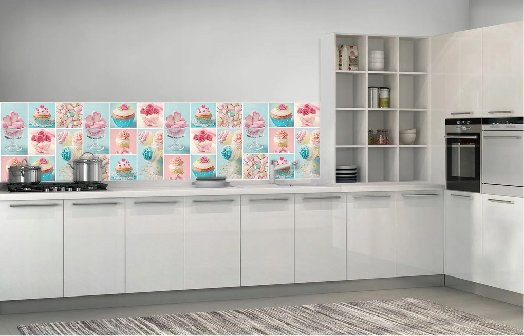 Fotótapéta Édes örömök Muffinok Desszertek Pasztell minták 250x60 +ragasztó