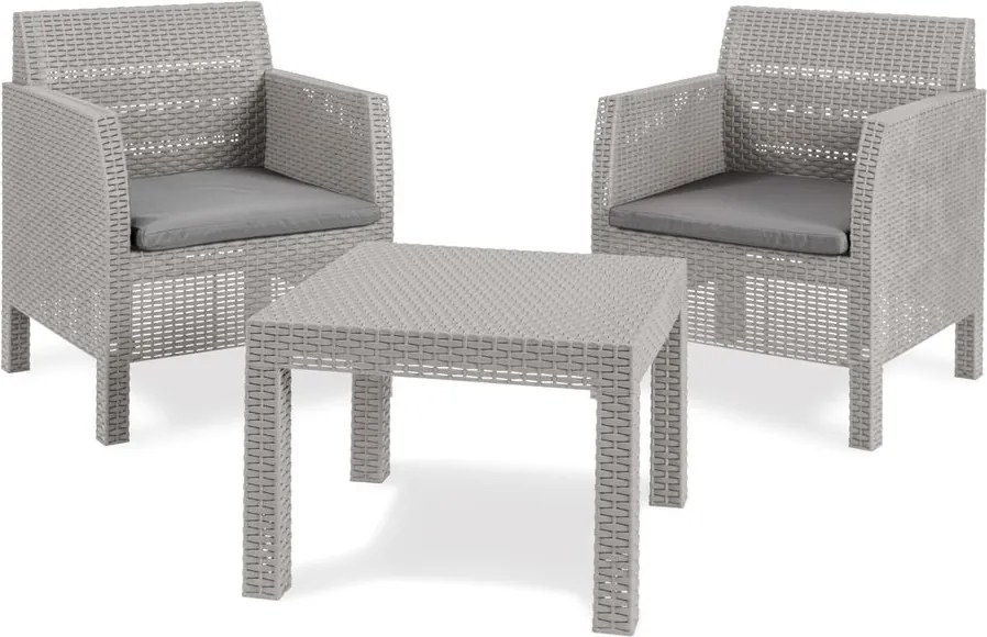 MATILDE Kerti műanyag garnitúra készlet 2 személyes szürke