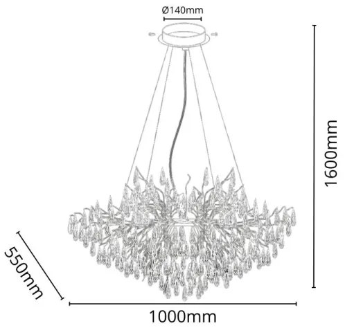 Kristály csillár zsinóron 11xG9/40W/230V arany