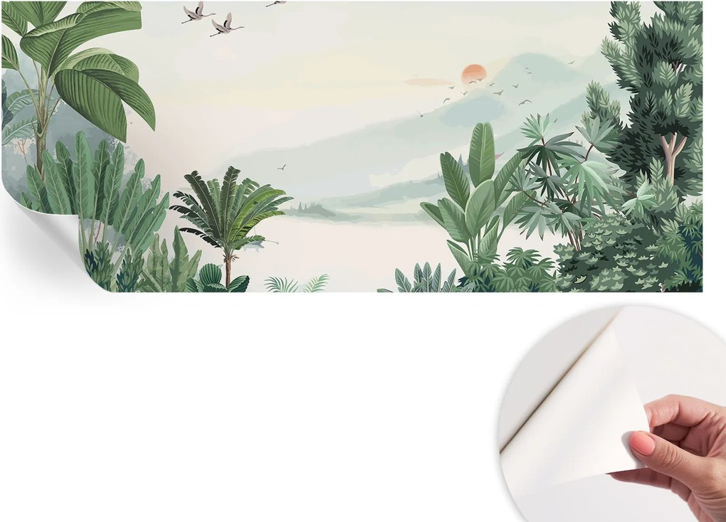 Öntapadós tapéta Fali furnér 3D hatás Trópusi oázis 250x104 cm