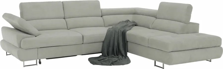 Ülőgarnitúra tárolóhellyel, világosszürke, szövet, jobbos, BUTON R