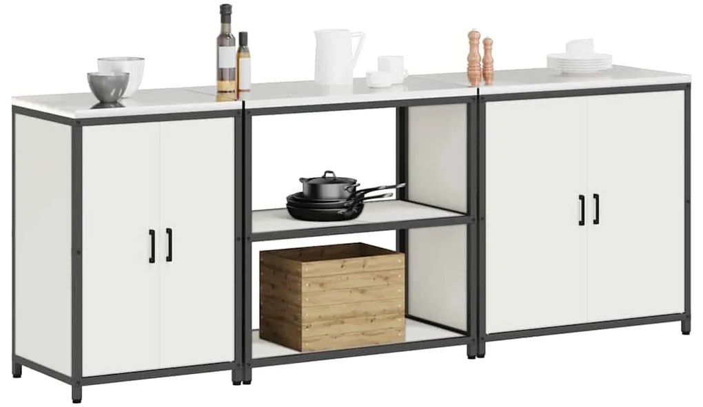 Konyhai Tároló Készlet polcokkal 3 pcs Fehér 240 x 50 x 92 cm