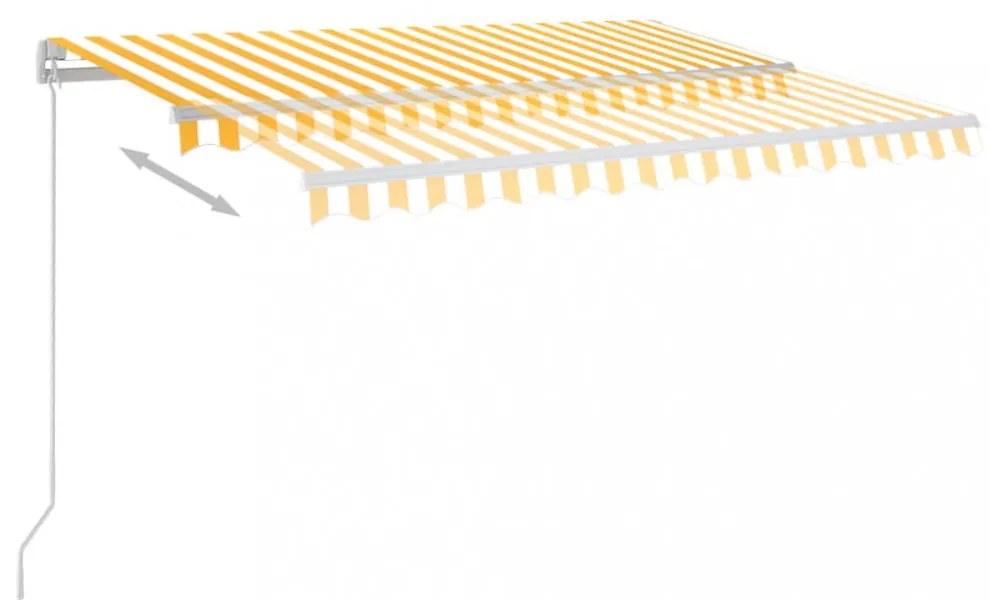 sárga és fehér kézzel kihúzható LED-es napellenző 300 x 250 cm