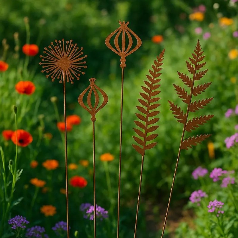 Páfrányleveles lézervágott leszúrható kerti dekoráció, 37 cm, C