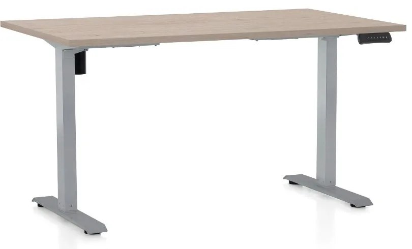 Állítható magasságú asztal OfficeTech B, 120 x 80 cm, szürke alap, tölgy