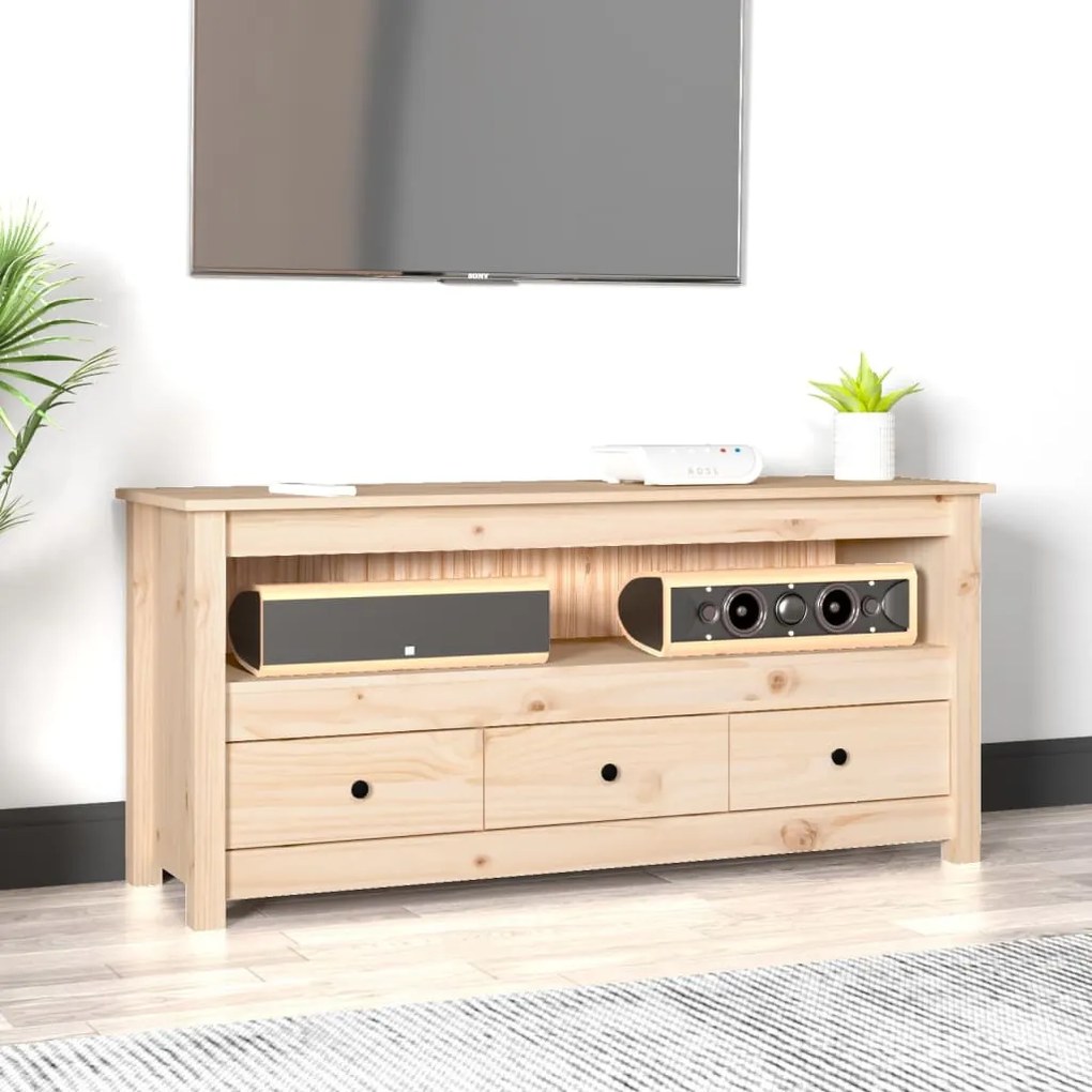 tömör fenyőfa TV-szekrény 114x35x52 cm
