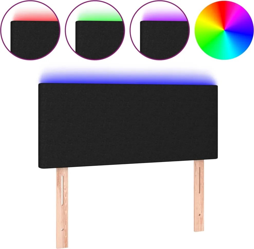 vidaXL fekete szövet LED-es fejtámla 100x5x78/88 cm