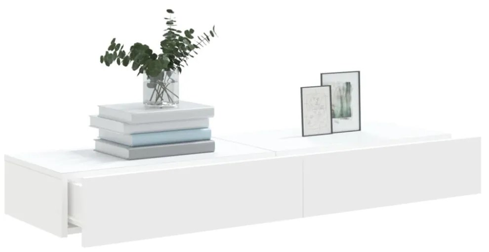 2 db fehér TV-szekrény LED-lámpákkal 60x35x15,5 cm