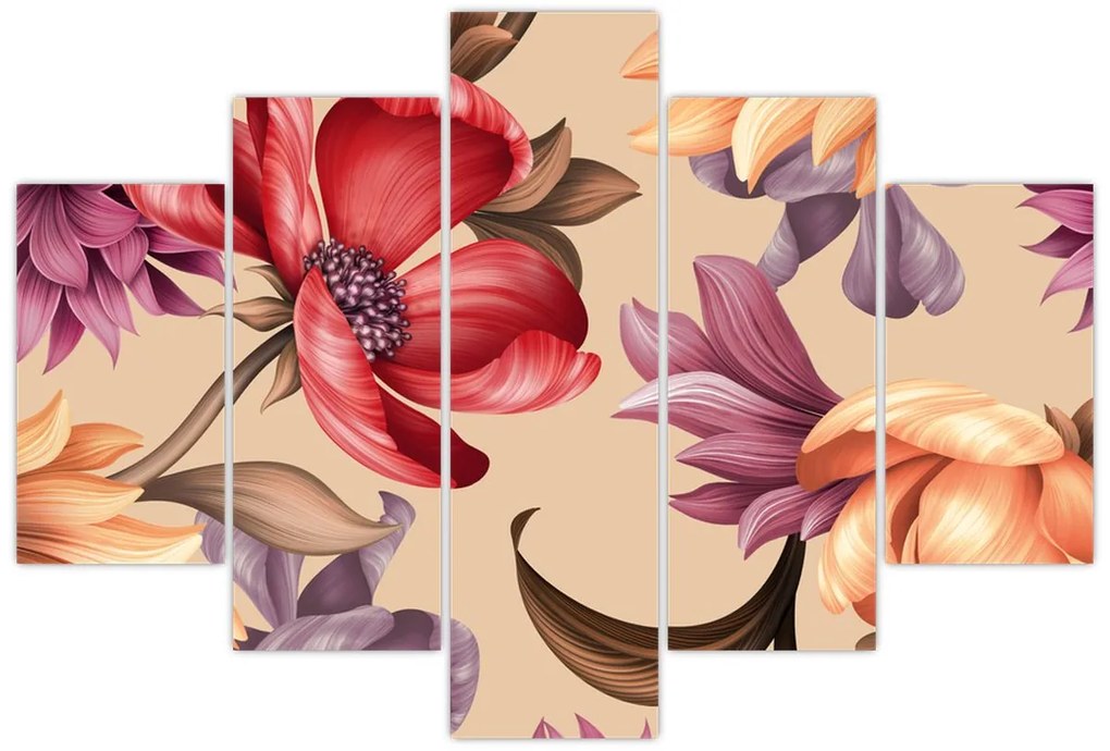 Kép - Vintage virágok (150x105 cm)