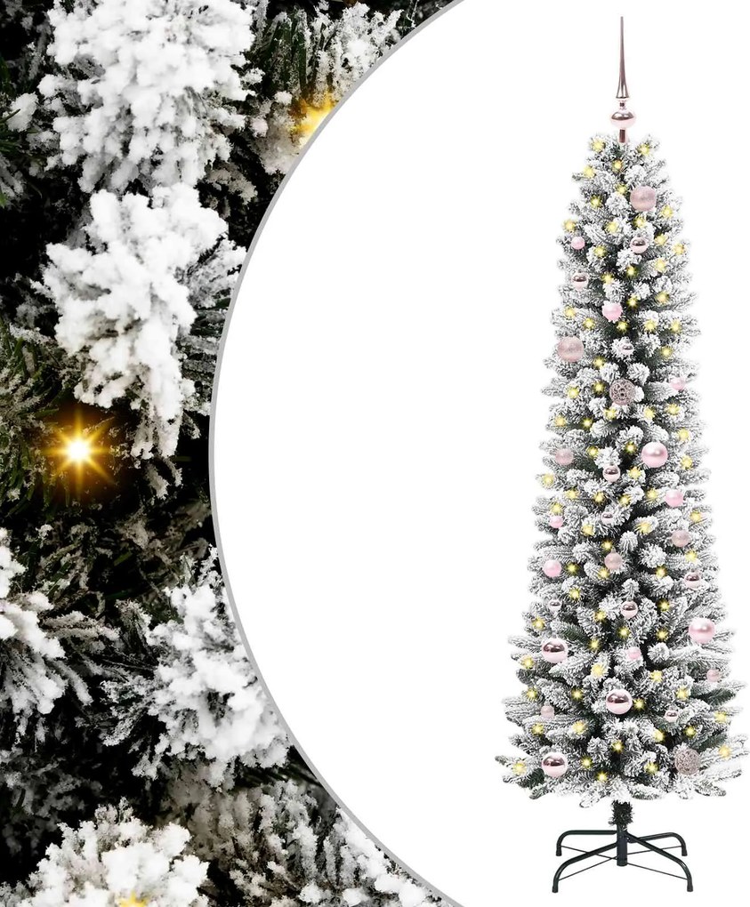 vidaXL Mű karácsonyfa 150 LED-del Fehér 150 cm PVC és Fém és Műanyag