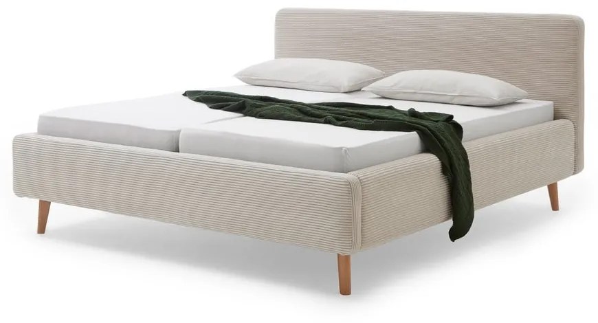 Bézs kárpitozott franciaágy 160x200 cm Mattis Cord – Meise Möbel