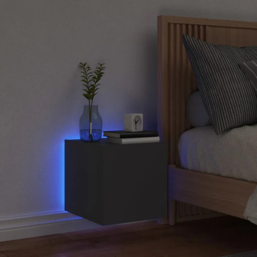fekete fali TV-szekrény LED-világítással 30,5x35x30 cm