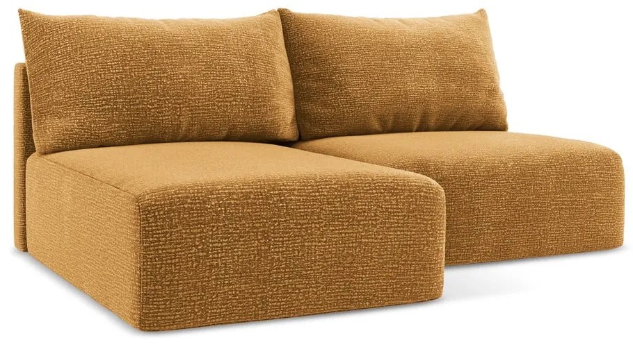 Narancssárga kinyitható-tárolóhelyes sarokkanapé (bal oldali) Kalena – Makamii