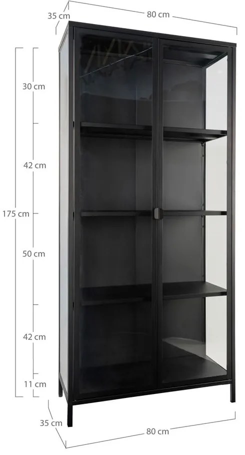 Fekete fém tálalószekrény 80x175 cm Brisbane – House Nordic