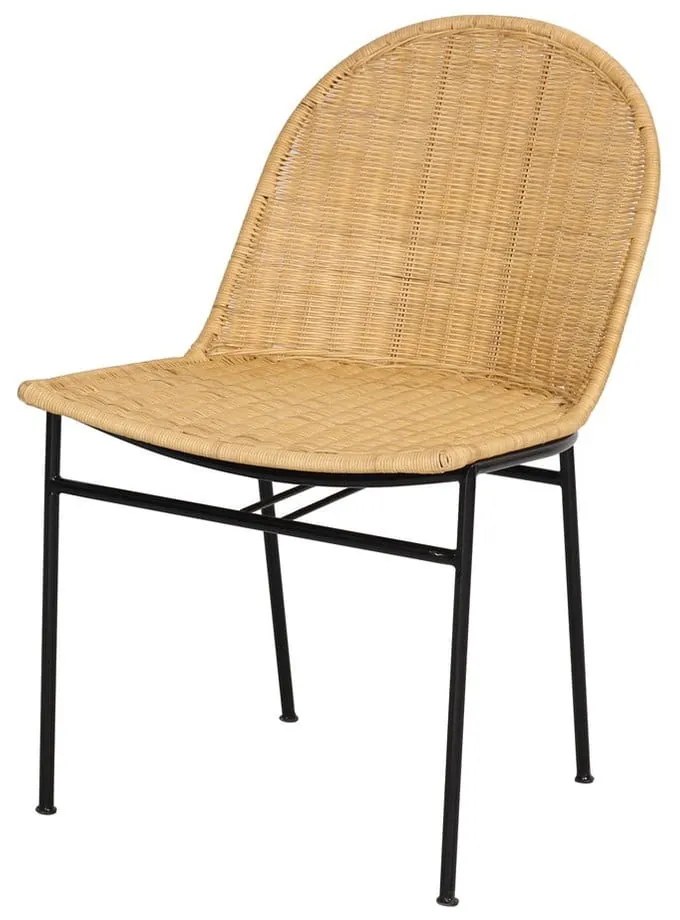 4 db rattan étkezőszék Sofia és fekete asztal Marienlis - Bonami Essentials