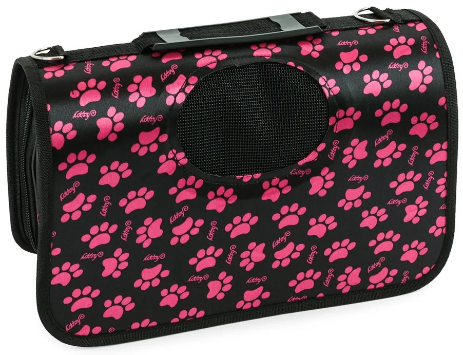Szállítótáska kutya/macskának FURGO XL, fekete-rózsaszín