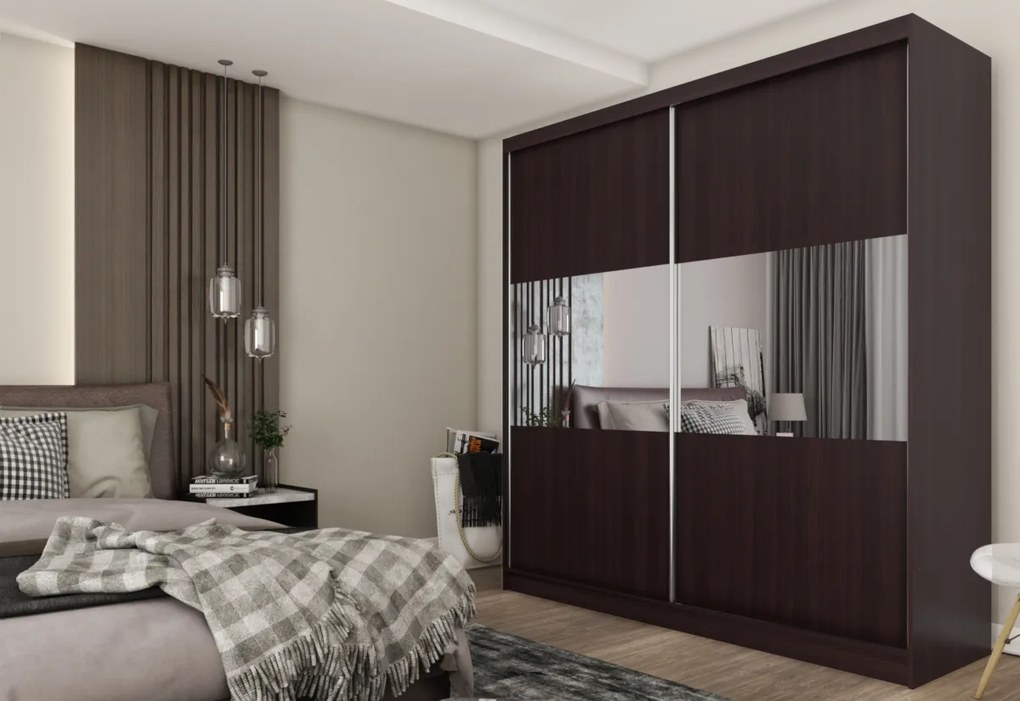 SARANO tolóajtós ruhaszekrény, 200x216x61, fehér