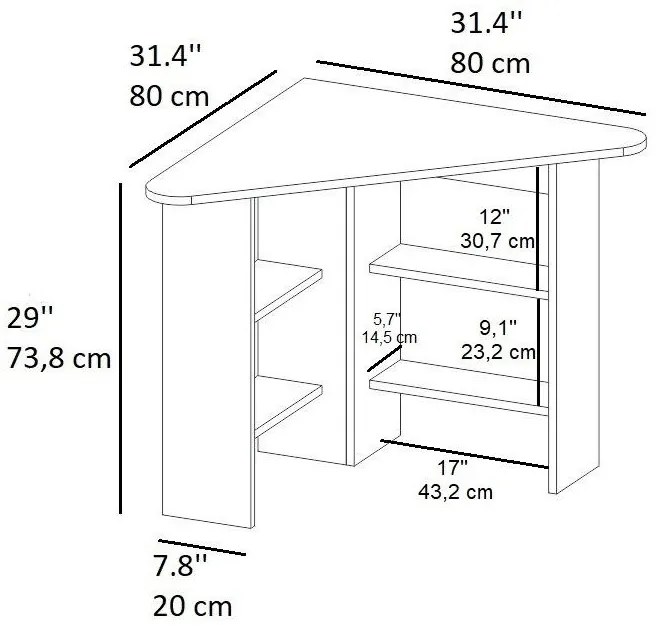 Rohový PC asztal Sabeni 2 (dió) . 1094879