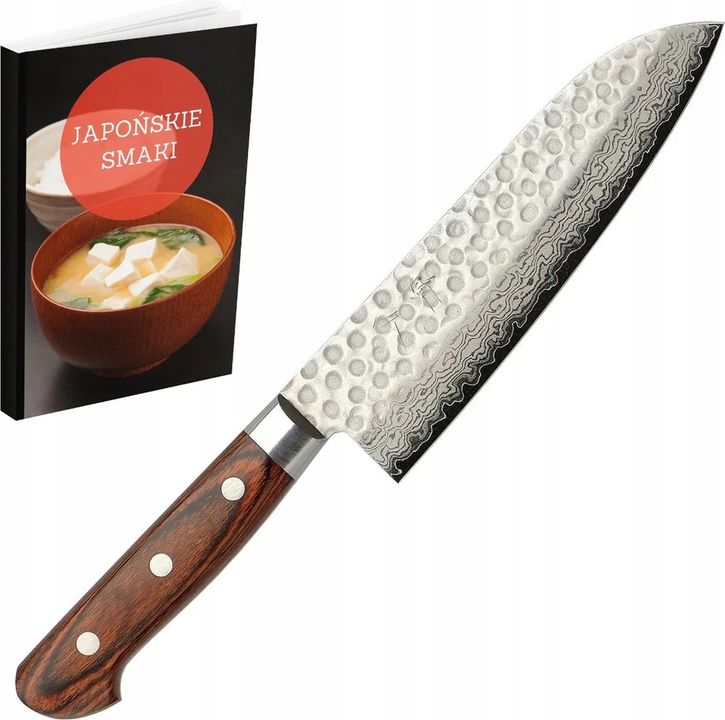 Takahisa Damascus Santoku 18 cm kézzel kovácsolt japán univerzális kés