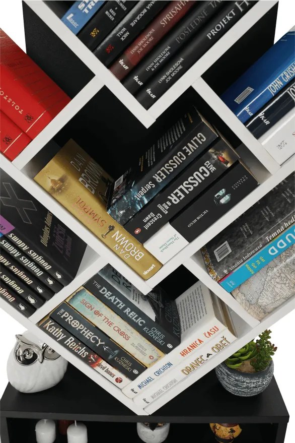 könyvespolc, fehér/fekete, VEVEY