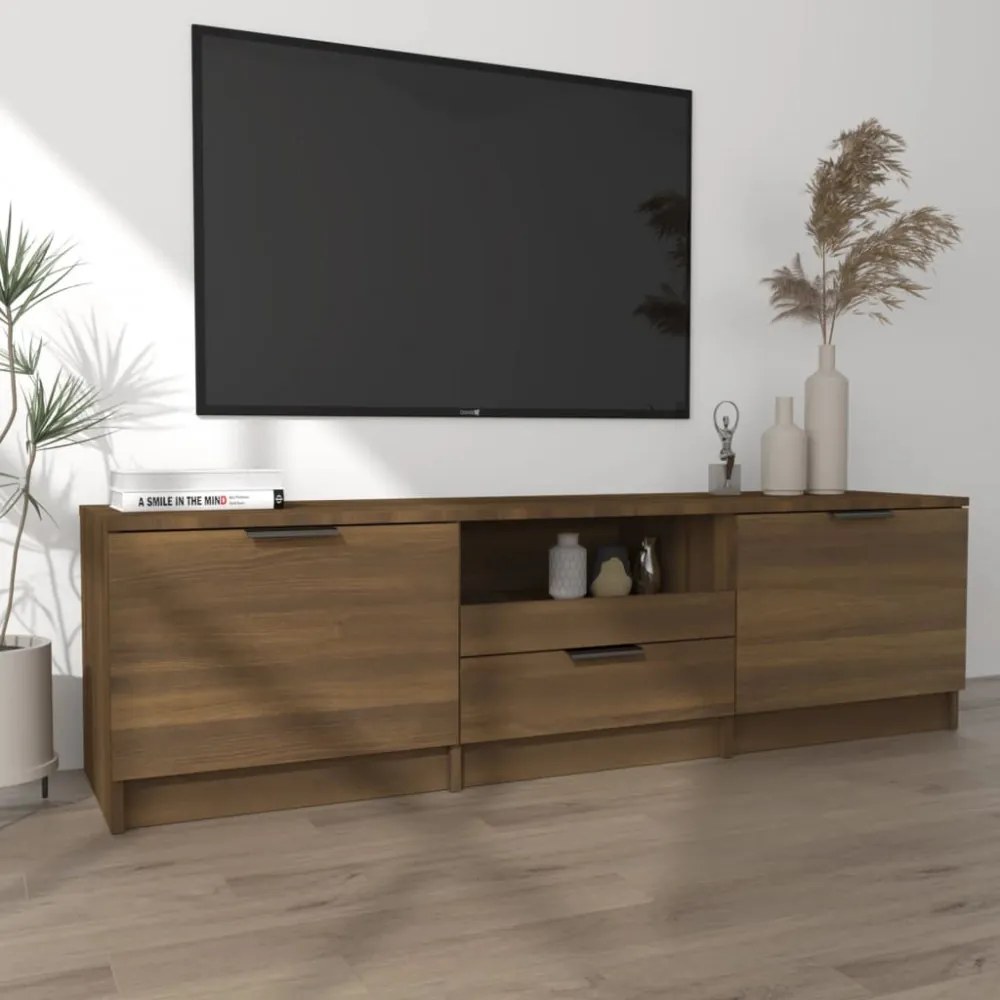 barna tölgy színű szerelt fa TV-szekrény 140 x 35 x 40 cm