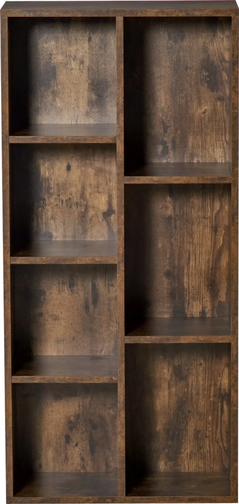 HOMCOM Fa Könyvespolc 7 Tárolórekesszel Növényekhez és Dokumentumokhoz, 50x24x106 cm, Rusztikus Barna | Aosom