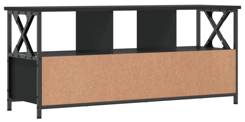 fekete szerelt fa és vas TV-szekrény 102 x 33 x 45 cm