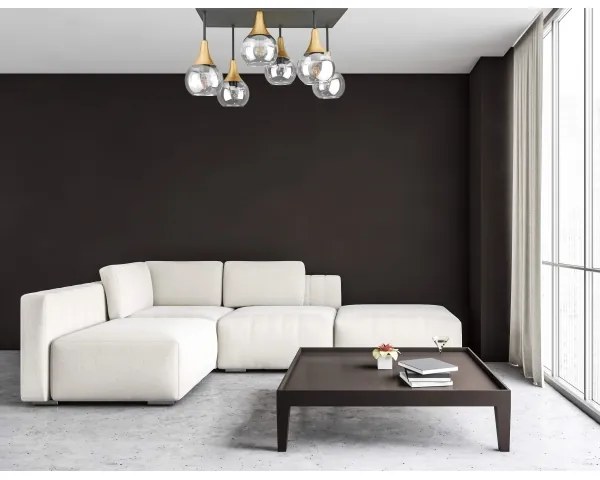 Felületre szerelhető csillár  SOMA 6xE27/60W/230V fekete/arany/átlátszó