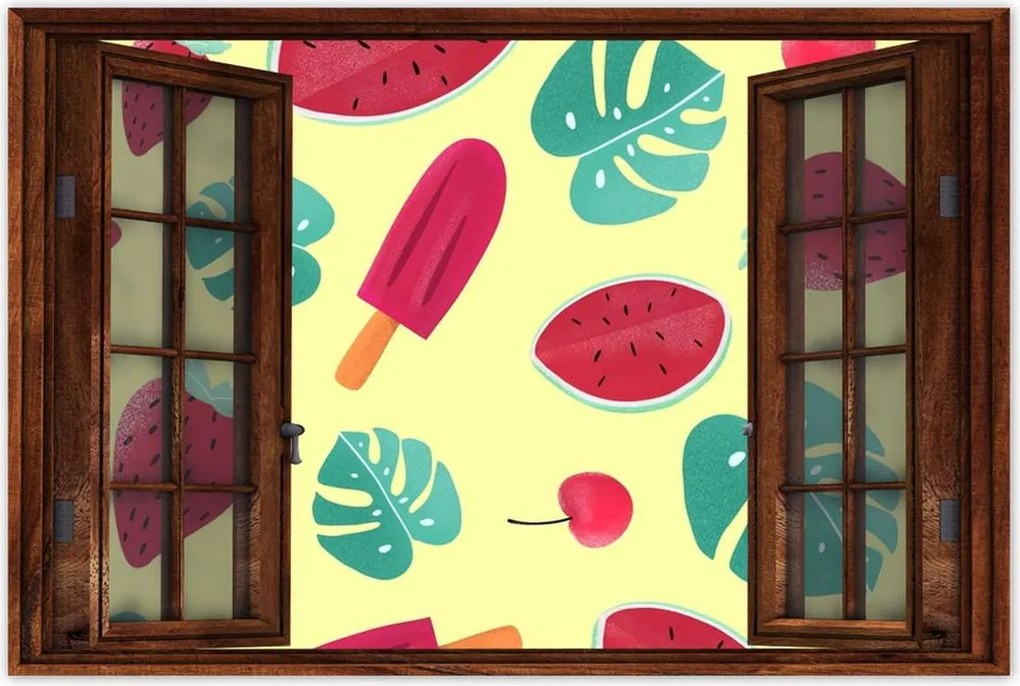 Poszter 60x40 Monstera Levél Fagylalt Görögdinnye