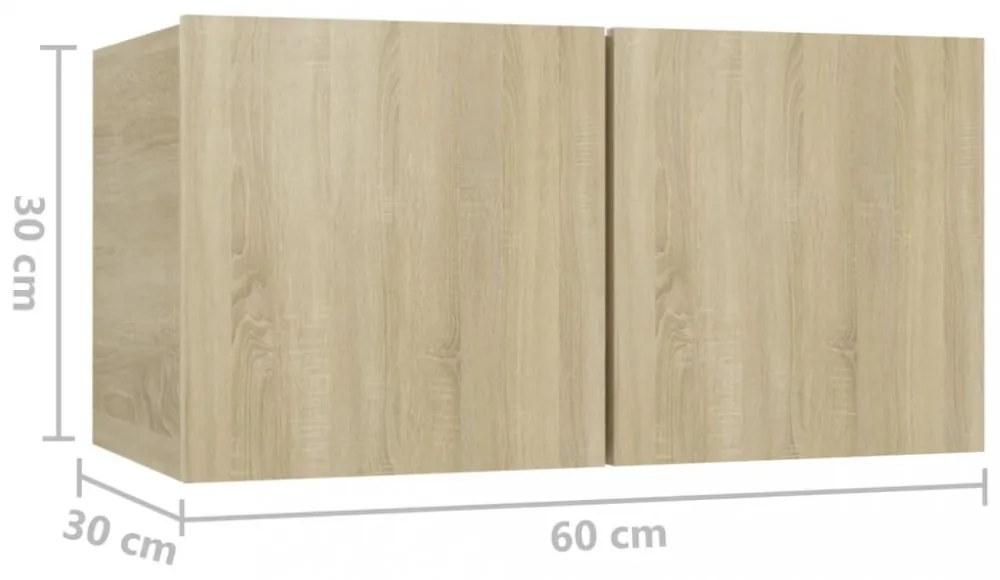 2 db sonoma tölgy függő TV-szekrény 60 x 30 x 30 cm