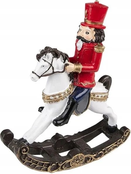 Dekoráció Diótörő pirosban hintalovon