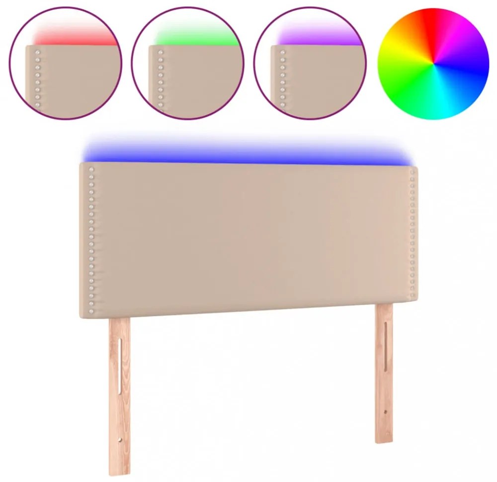 cappuccino színű műbőr LED-es fejtámla 100 x 5 x 78/88 cm