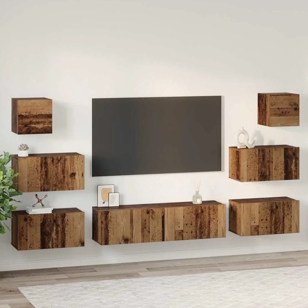 TV szekrény garnitúra 8 pcs Régi fa 60 x 30 x 30 cm Faanyag