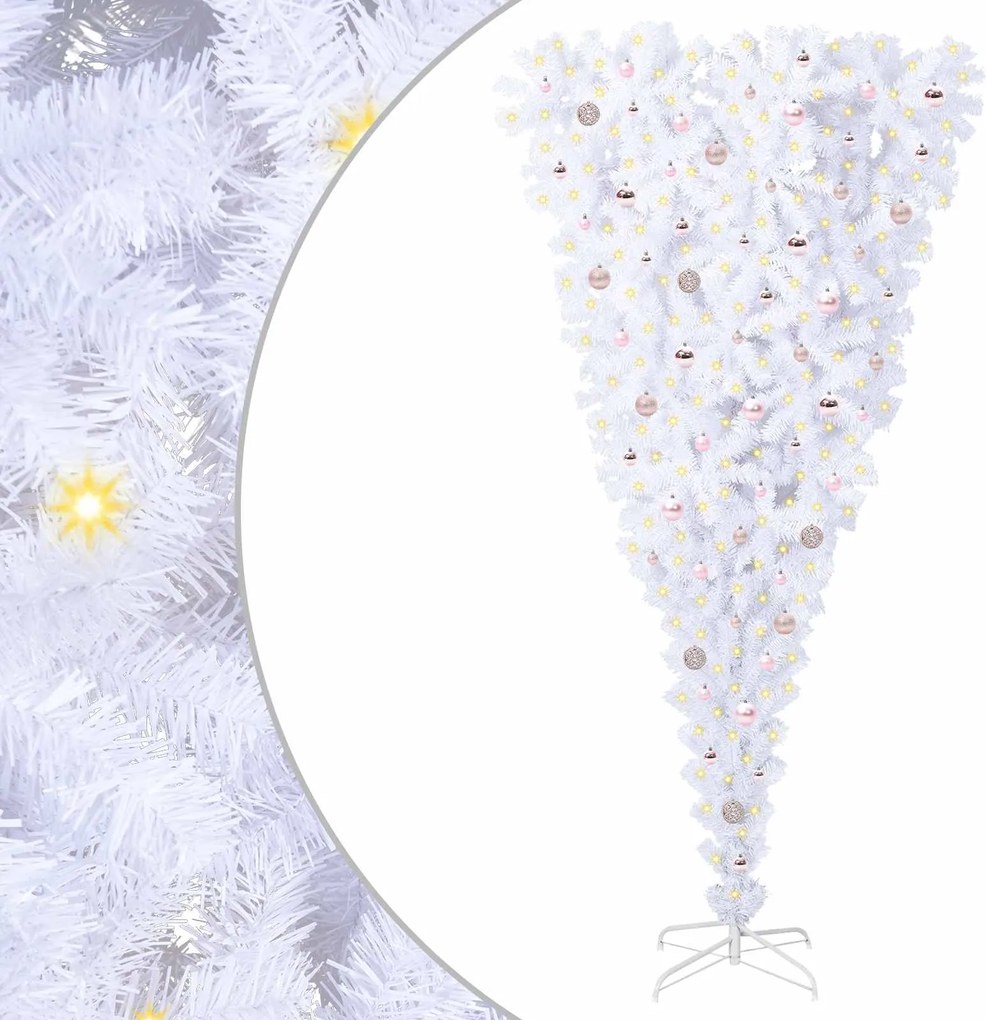 vidaXL Mű karácsonyfa 300 LED-del állvánnyal Fehér 240 cm PVC és Acél