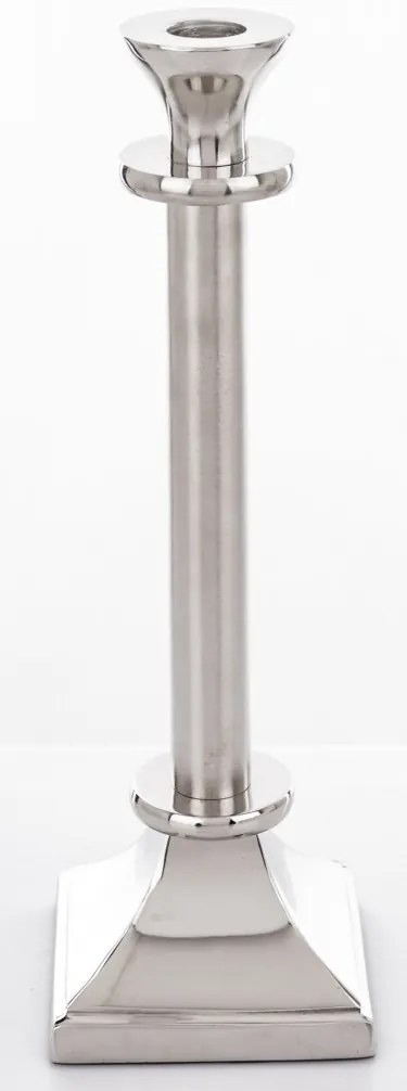 Loyd design magasfényű ezüst gyertyatartó állvány elegáns szögletes talpon 31x10x10cm