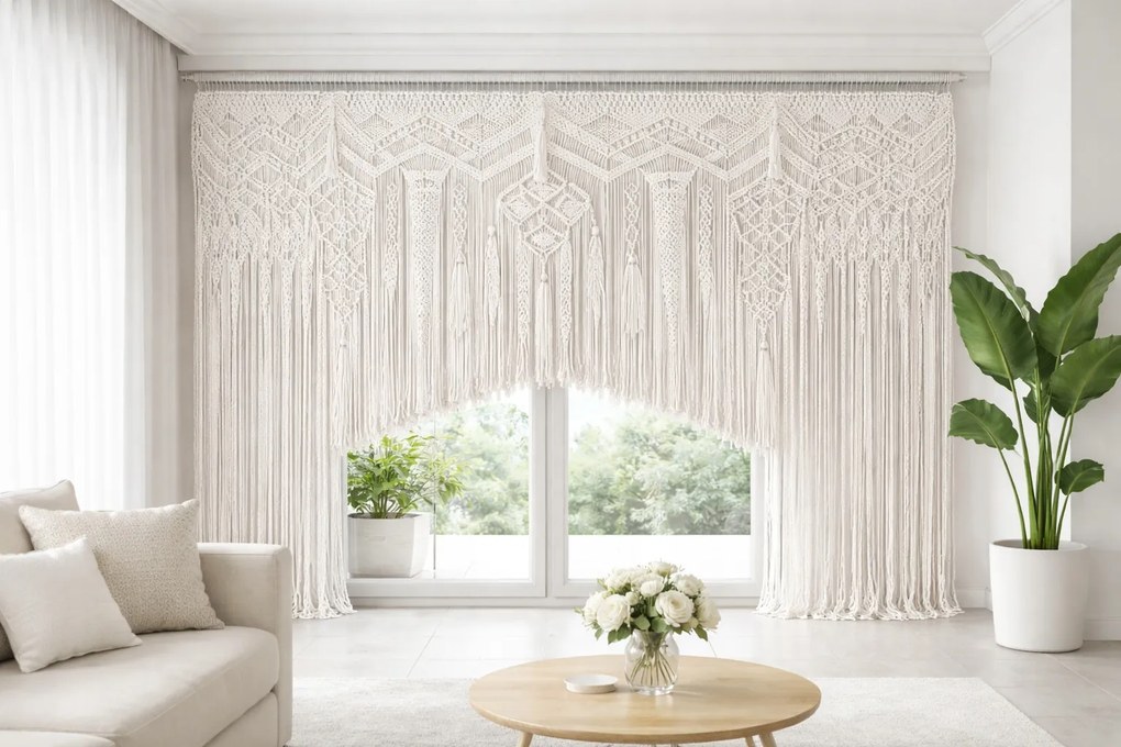 Makramé Függöny „monaco” 320 X 240 CM – Luxus, Kézzel Fonott