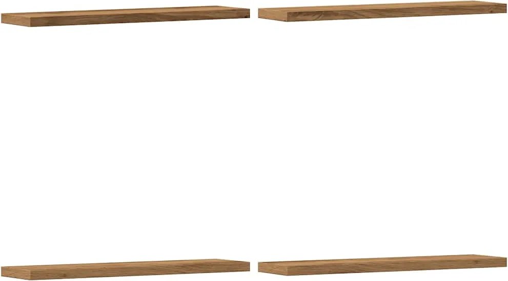vidaXL 4 db kézműves tölgy színű szerelt fa fali polc 40 x 10 x 1,5 cm