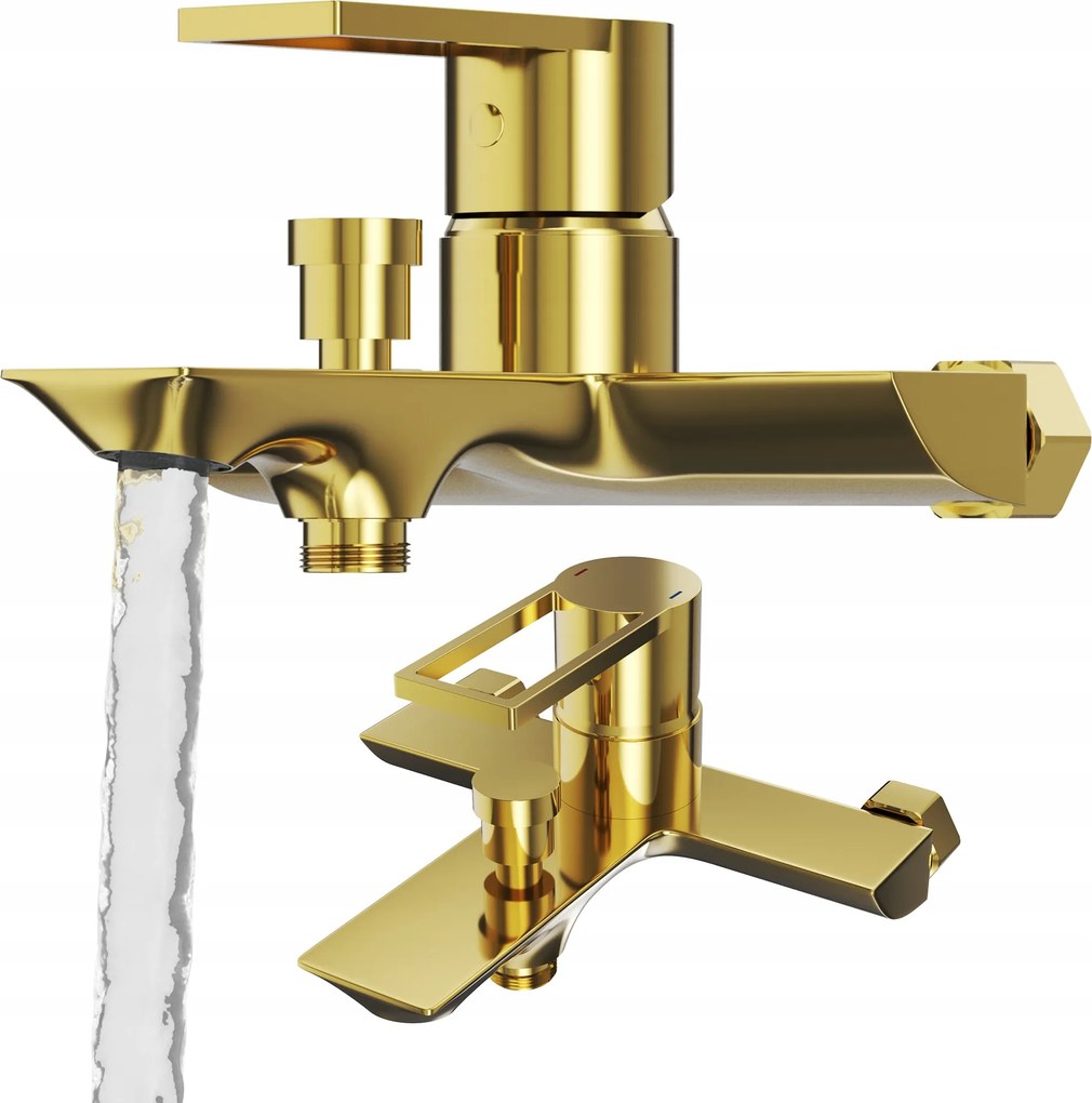 Kád-zuhany Csaptelep Fürdőszoba Csaptelep Sárgaréz Csaptelep Arany