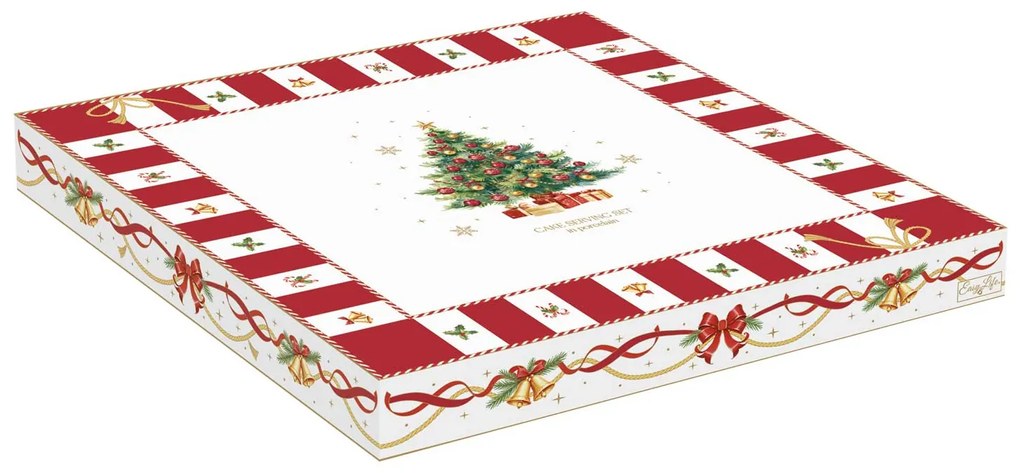 Karácsonyi porcelán tortatál süteményes lapáttal díszdobozban Christmas Tale