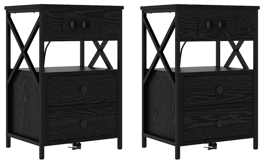 Éjjeliszekrény 2 pcs Musta tammi 40 x 31 x 60 cm Faanyag